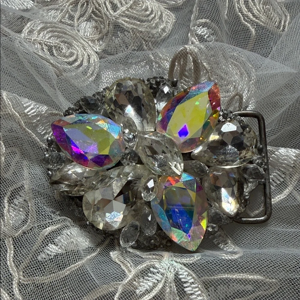 Designer Iridescent Crystal Belt Buckle by Lisa Carrier